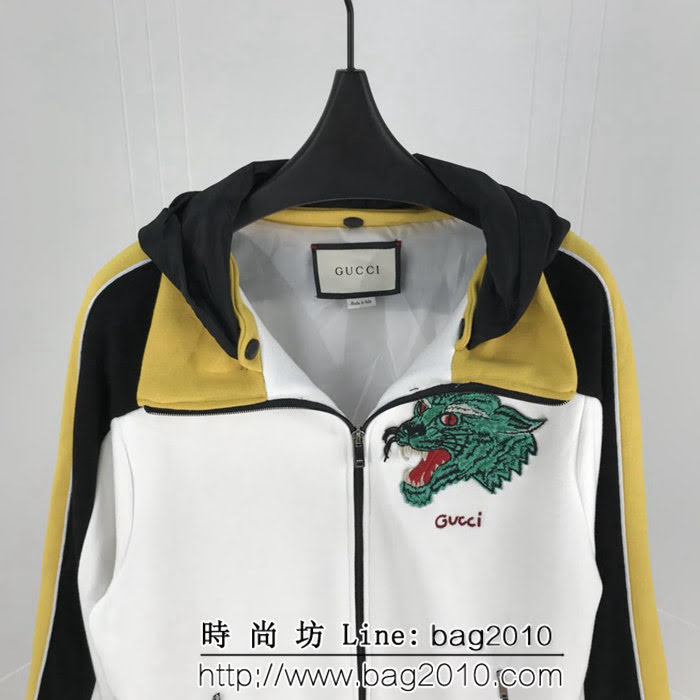 GUCCI古馳 18秋冬新款 官網同步 撞色拼接 狼頭運動套裝 情侶款 ydi1326